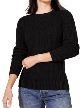 Amazon Essentials Black fisherman Cable Knit Long-Sleeve Crewneck Sweater 3X